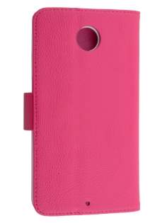 Synthetic Leather Wallet Case with Stand for Motorola Google Nexus 6 - Pink