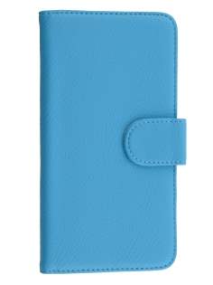 Synthetic Leather Wallet Case with Stand for Motorola Google Nexus 6 - Blue Leather Wallet Case