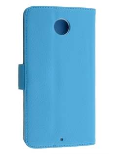Synthetic Leather Wallet Case with Stand for Motorola Google Nexus 6 - Blue