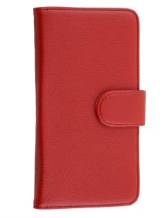 Synthetic Leather Wallet Case with Stand for Motorola Google Nexus 6 - Red Leather Wallet Case