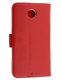 Synthetic Leather Wallet Case with Stand for Motorola Google Nexus 6 - Red