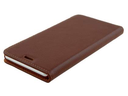Genuine Textured Leather Wallet Case with Stand for iPhone 6s Plus/6 Plus - Dark Brown