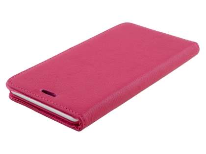 Genuine Textured Leather Wallet Case with Stand for iPhone 6s Plus/6 Plus - Coral Pink