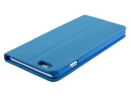 Genuine Textured Leather Wallet Case with Stand for iPhone 6s Plus/6 Plus - Blue