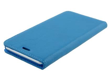 Genuine Textured Leather Wallet Case with Stand for iPhone 6s Plus/6 Plus - Blue