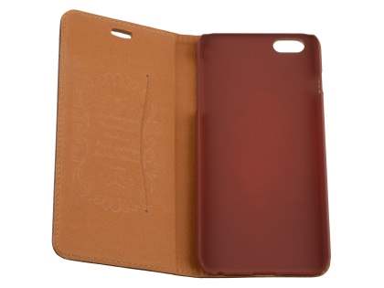 Genuine Textured Leather Wallet Case with Stand for iPhone 6s Plus/6 Plus - Dark Brown