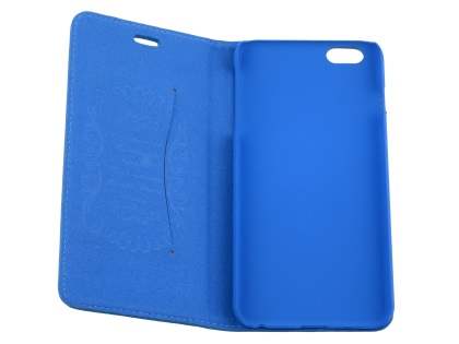 Genuine Textured Leather Wallet Case with Stand for iPhone 6s Plus/6 Plus - Blue