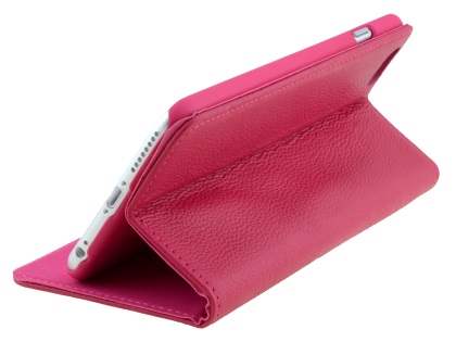 Genuine Textured Leather Wallet Case with Stand for iPhone 6s Plus/6 Plus - Coral Pink