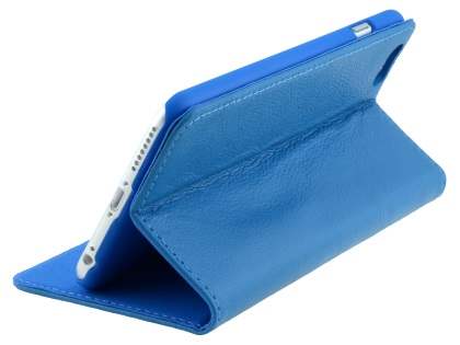 Genuine Textured Leather Wallet Case with Stand for iPhone 6s Plus/6 Plus - Blue