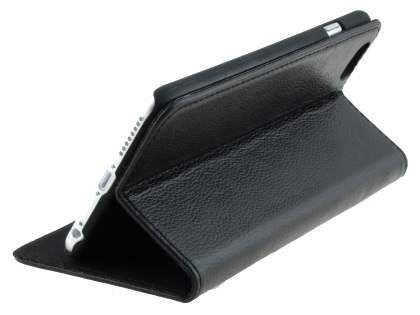 Genuine Textured Leather Wallet Case with Stand for iPhone 6s Plus/6 Plus - Classic Black