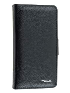 TS-CASE Genuine Textured Leather Wallet Case with Stand for iPhone 6s Plus/6 Plus - Classic Black