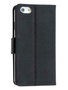 TS-CASE Genuine Textured Leather Wallet Case with Stand for iPhone 6s Plus/6 Plus - Classic Black