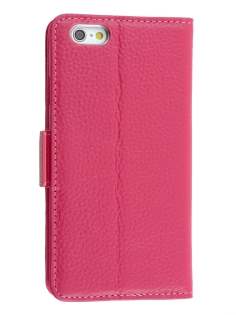 TS-CASE Genuine Textured Leather Wallet Case with Stand for iPhone 6s Plus/6 Plus - Pink