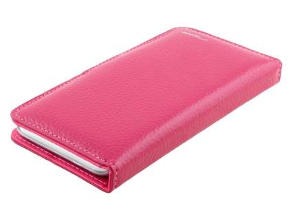 TS-CASE Genuine Textured Leather Wallet Case with Stand for iPhone 6s Plus/6 Plus - Pink