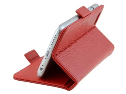 TS-CASE Genuine Textured Leather Wallet Case with Stand for iPhone 6s Plus/6 Plus - Red