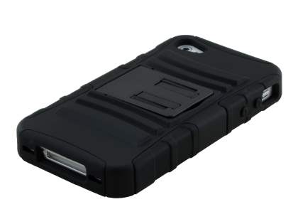 Rugged Case with Holster Belt Clip for iPhone 4/4s - Classic Black