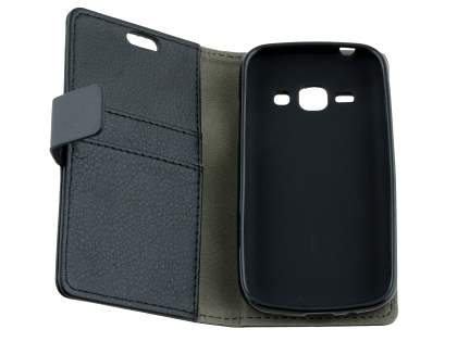 Synthetic Leather Wallet Case with Stand for Samsung Galaxy Ace 3 4G S7275T - Classic Black