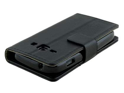 Synthetic Leather Wallet Case with Stand for Samsung Galaxy Ace 3 4G S7275T - Classic Black