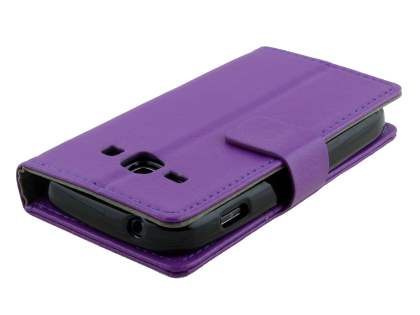 Samsung Galaxy Ace 3 4G S7275T Slim Synthetic Leather Wallet Case with Stand - Purple