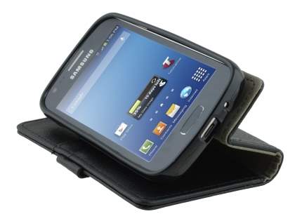 Synthetic Leather Wallet Case with Stand for Samsung Galaxy Ace 3 4G S7275T - Classic Black