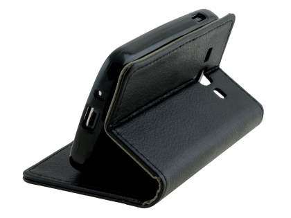 Synthetic Leather Wallet Case with Stand for Samsung Galaxy Ace 3 4G S7275T - Classic Black