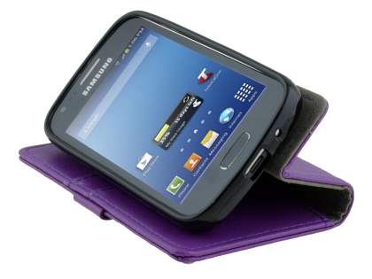 Samsung Galaxy Ace 3 4G S7275T Slim Synthetic Leather Wallet Case with Stand - Purple