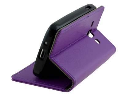 Samsung Galaxy Ace 3 4G S7275T Slim Synthetic Leather Wallet Case with Stand - Purple
