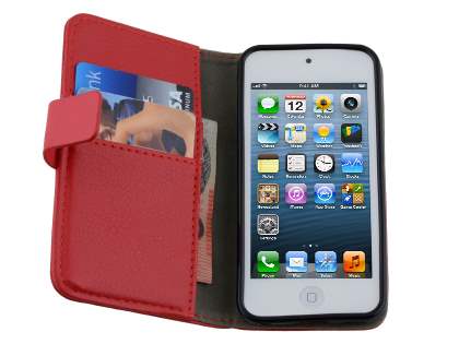 Synthetic Leather Wallet Case with Stand for iPod Touch 5/6 - Red