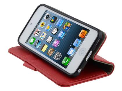 Synthetic Leather Wallet Case with Stand for iPod Touch 5/6 - Red