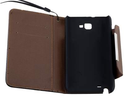 Stylish Synthetic Leather C Wallet Case with Strip for Samsung I9220 Galaxy Note - Classic Black/Brown