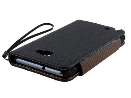 Stylish Synthetic Leather C Wallet Case with Strip for Samsung I9220 Galaxy Note - Classic Black/Brown
