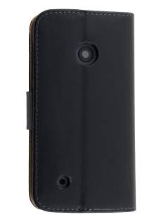 Nokia Lumia 530 Genuine Leather Wallet Case with Stand - Classic Black Nokia Lumia 530 Genuine Leather Wallet Case with Stand - Classic Black