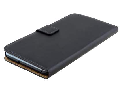 Genuine Leather Wallet Case with Stand for HTC Desire 820 - Classic Black
