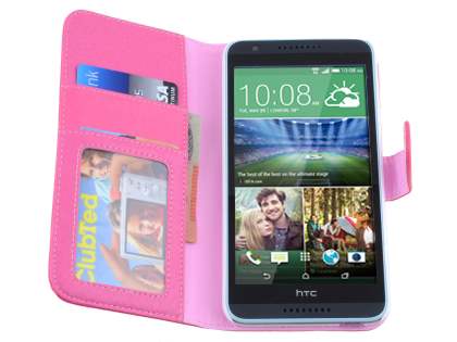 HTC Desire 820 Synthetic Leather Wallet Case with Stand - Pink