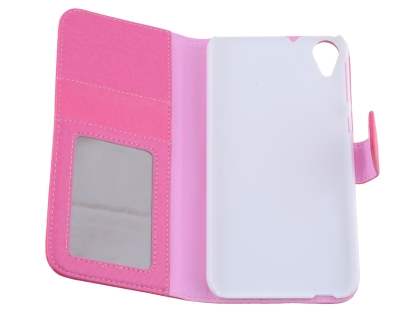 HTC Desire 820 Synthetic Leather Wallet Case with Stand - Pink