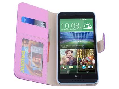HTC Desire 820 Synthetic Leather Wallet Case with Stand - Light Purple