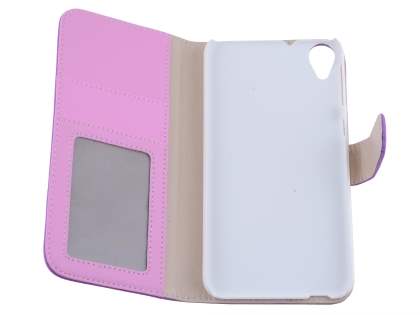 HTC Desire 820 Synthetic Leather Wallet Case with Stand - Light Purple