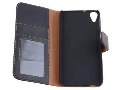 Synthetic Leather Wallet Case with Stand for HTC Desire 820 - Classic Black