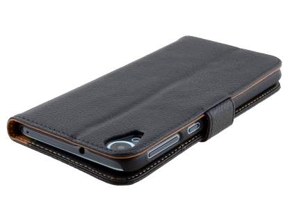 Synthetic Leather Wallet Case with Stand for HTC Desire 820 - Classic Black