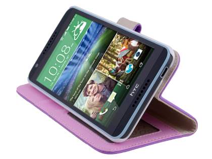 HTC Desire 820 Synthetic Leather Wallet Case with Stand - Light Purple