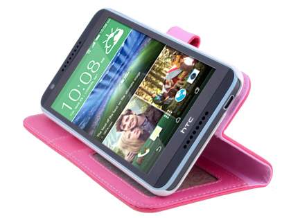 HTC Desire 820 Synthetic Leather Wallet Case with Stand - Pink