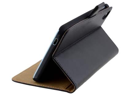Genuine Leather Wallet Case with Stand for HTC Desire 820 - Classic Black