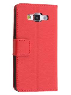 Slim Synthetic Leather Wallet Case with Stand for Samsung Galaxy A5 (2014) - Red Leather Wallet Case
