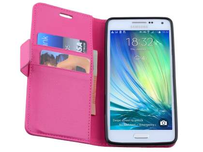 Slim Synthetic Leather Wallet Case with Stand for Samsung Galaxy A5 (2014) - Pink