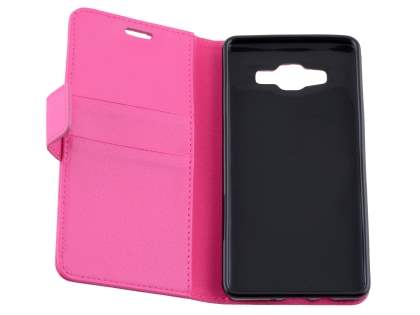 Slim Synthetic Leather Wallet Case with Stand for Samsung Galaxy A5 (2014) - Pink