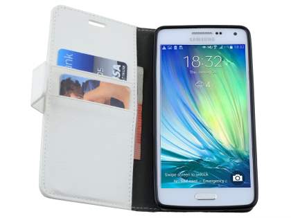 Slim Synthetic Leather Wallet Case with Stand for Samsung Galaxy A5 (2014) - Pearl White