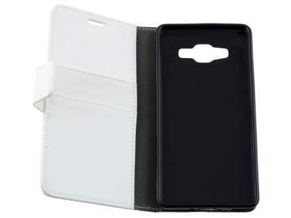 Slim Synthetic Leather Wallet Case with Stand for Samsung Galaxy A5 (2014) - Pearl White