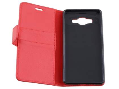 Slim Synthetic Leather Wallet Case with Stand for Samsung Galaxy A5 (2014) - Red