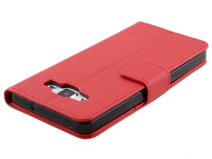 Slim Synthetic Leather Wallet Case with Stand for Samsung Galaxy A5 (2014) - Red