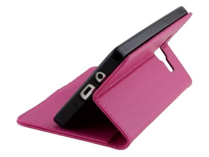 Slim Synthetic Leather Wallet Case with Stand for Samsung Galaxy A5 (2014) - Pink